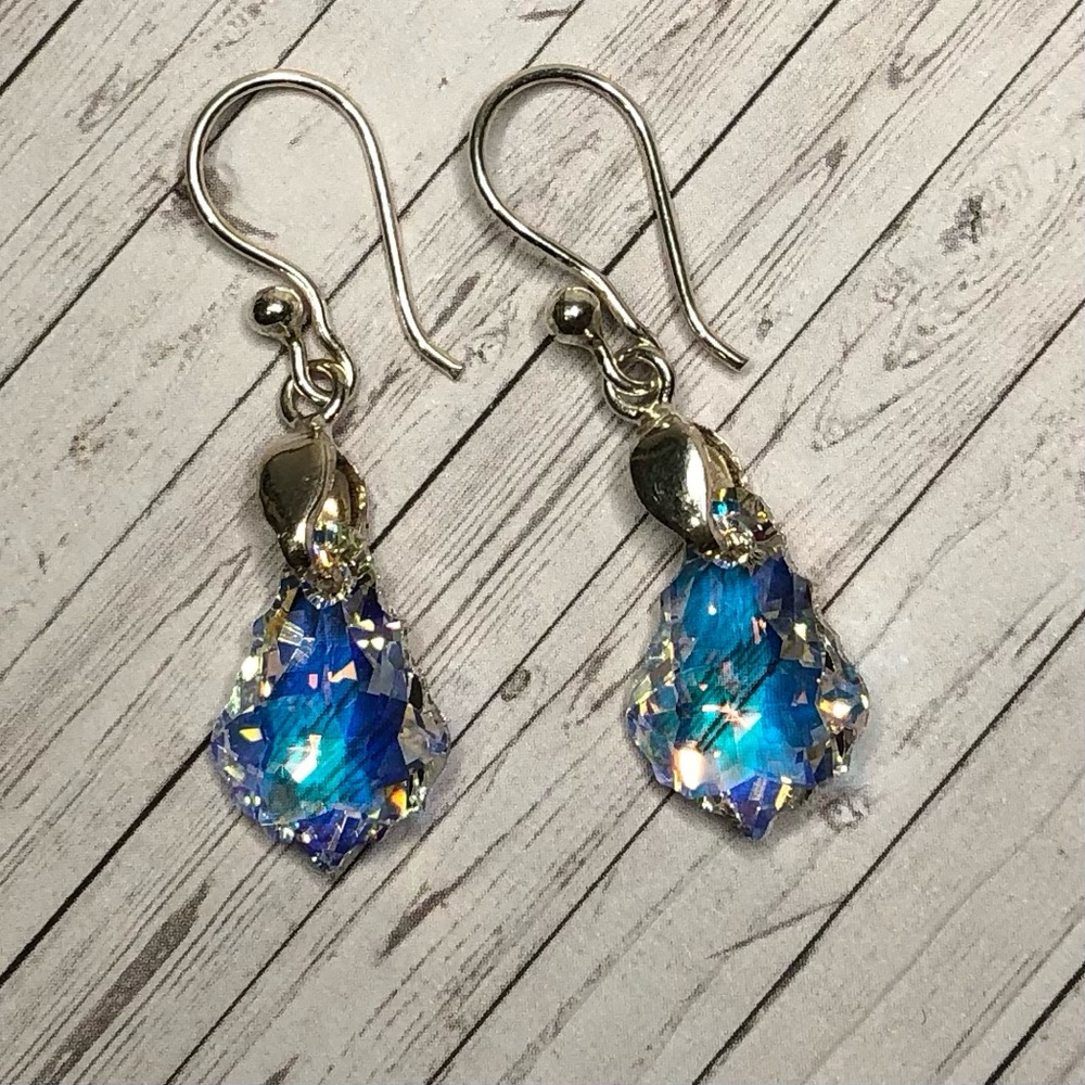 Iridescent Teardrop Earrings Peruvian Silver 950 - Picture 3 of 5